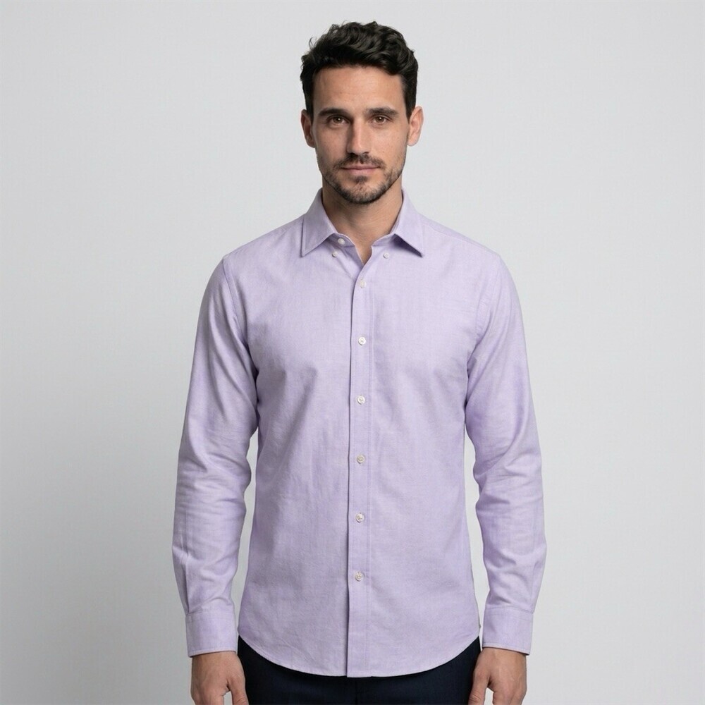 Roundtree & Yorke Dress Shirt Mens 17.5 34/35 Purple Slim Button-Down - Picture 8 of 8
